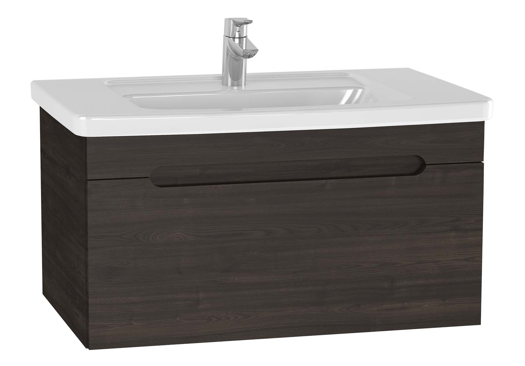 Folda Washbasin Unit, 80 cm, with vanity washbasin, Grey Oak Decor