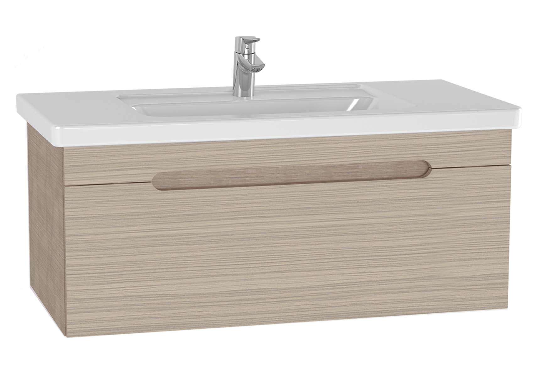Folda Washbasin Unit, 100 cm, with vanity washbasin, Oak