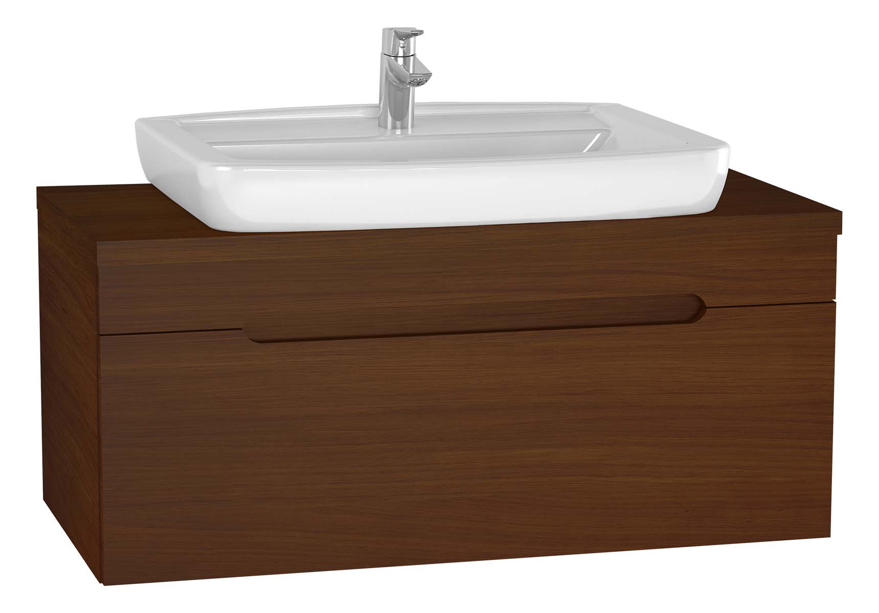 Folda Washbasin Unit, 100 cm, with vanity washbasin, Walnut