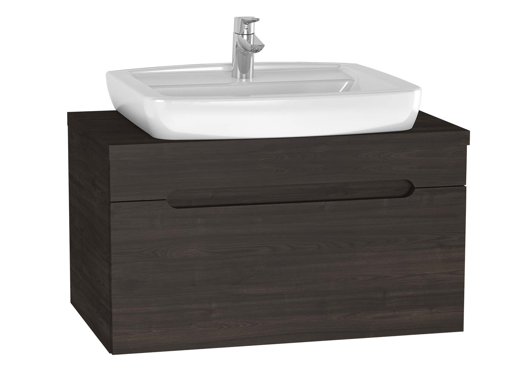 Folda Washbasin Unit, 80 cm, with countertop washbasin, Grey Oak Decor