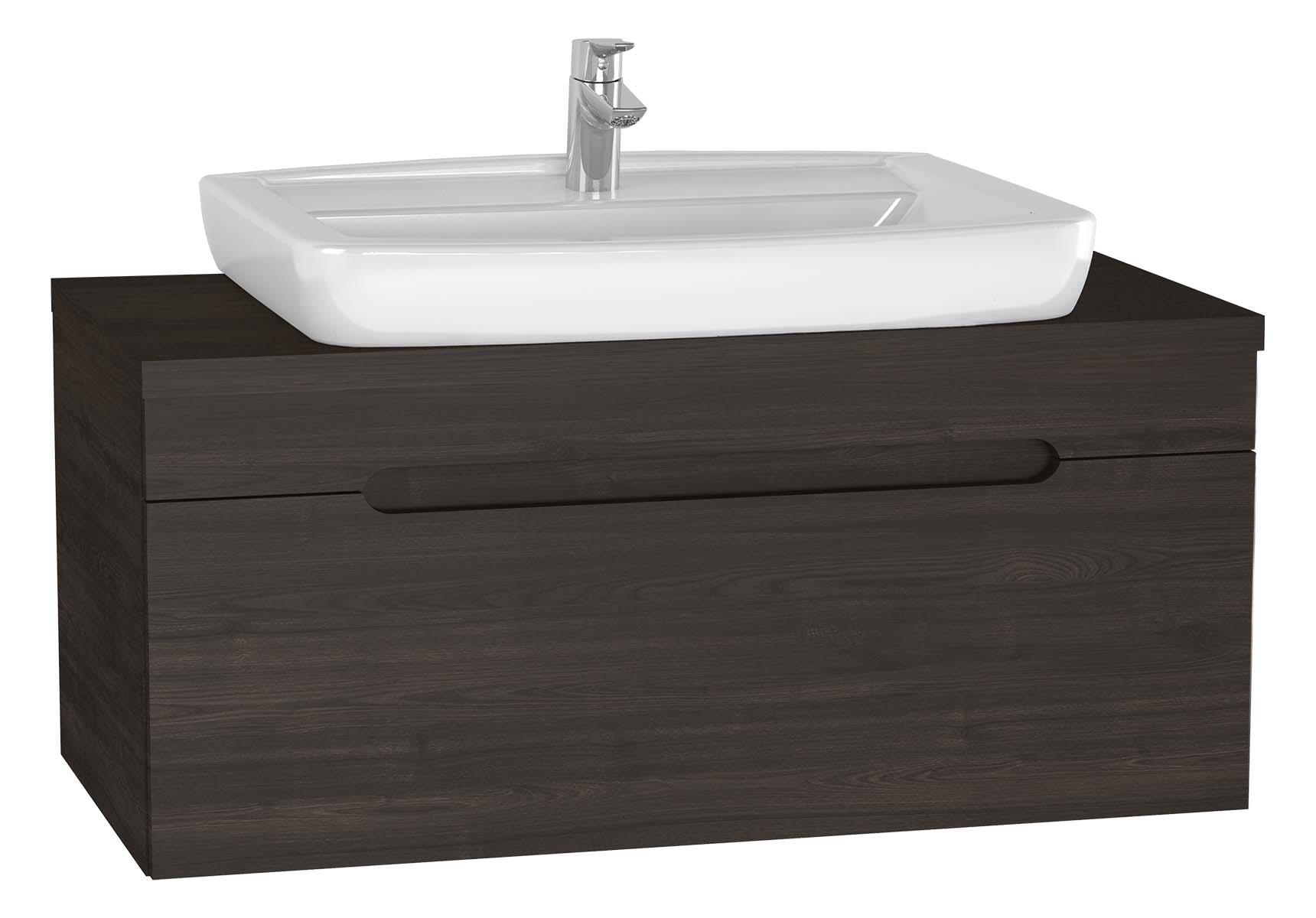 Folda Washbasin Unit, 100 cm, with countertop washbasin, Grey Oak Decor
