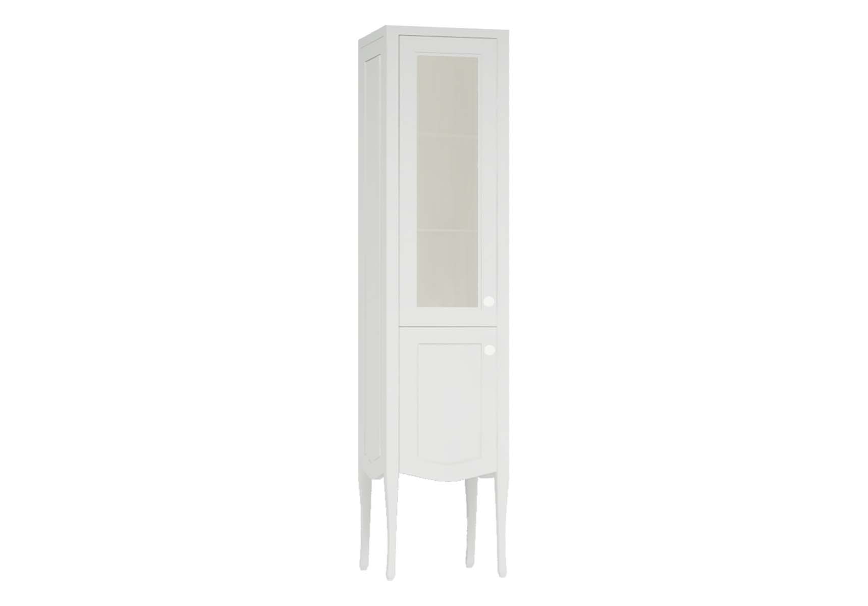 Elegance Tall Unit, 40 cm, with glass door, chrome handle, Matte White, left