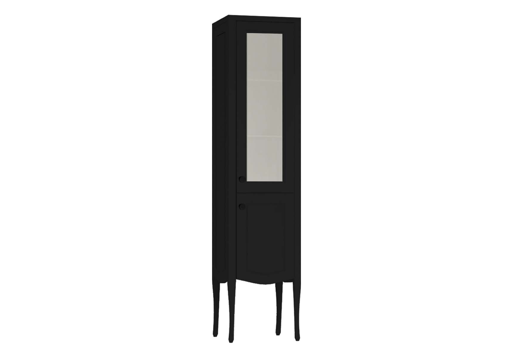 Elegance Tall Unit, 40 cm, with glass door, chrome handle, Matte Black, left