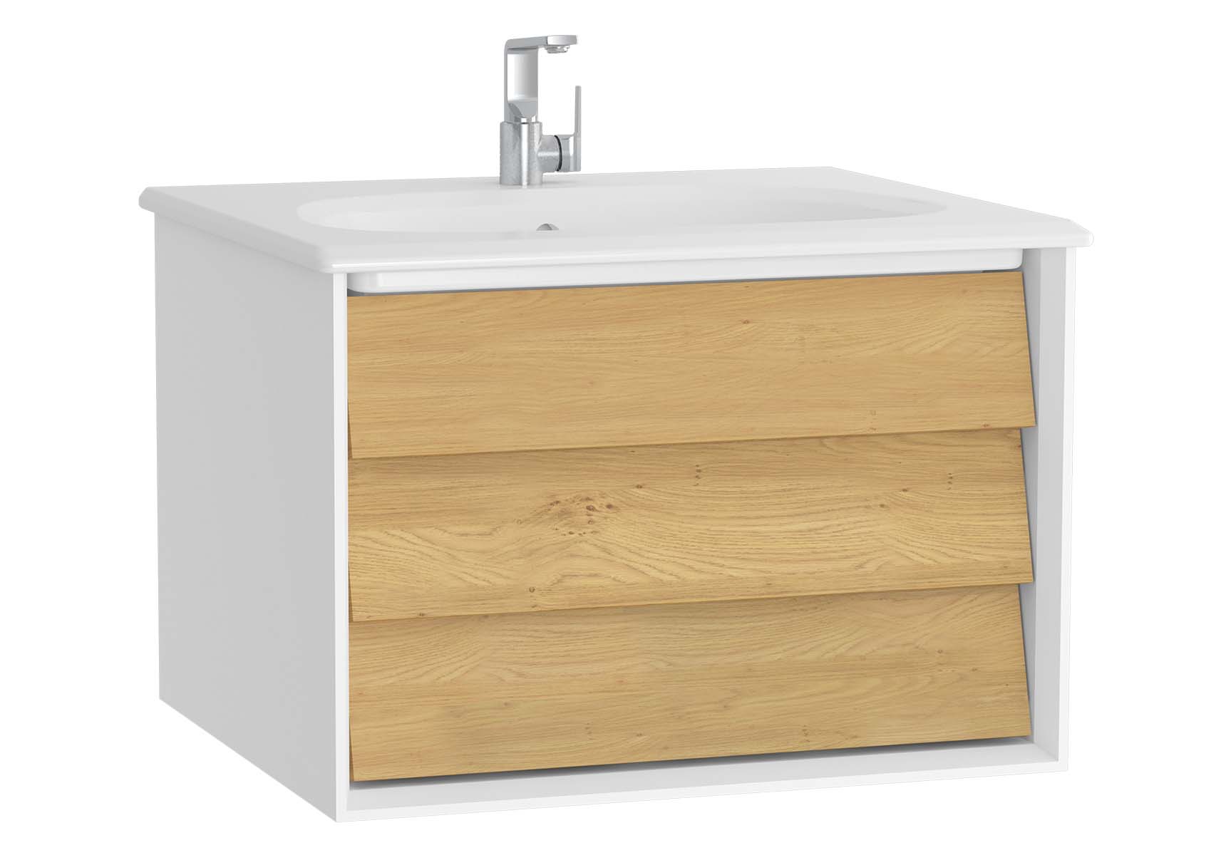 Frame Washbasin Unit, 60 cm, with 1 drawer, with White washbasin, Matte White