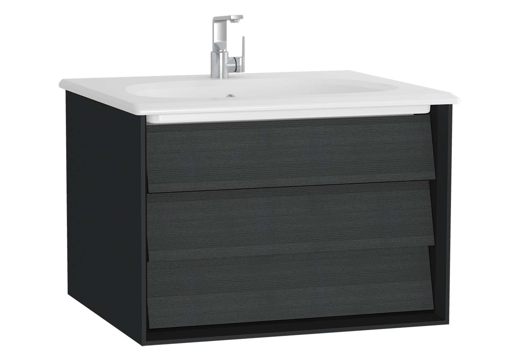 Frame Washbasin Unit, 60 cm, with 1 drawer, with White washbasin, Matte Black