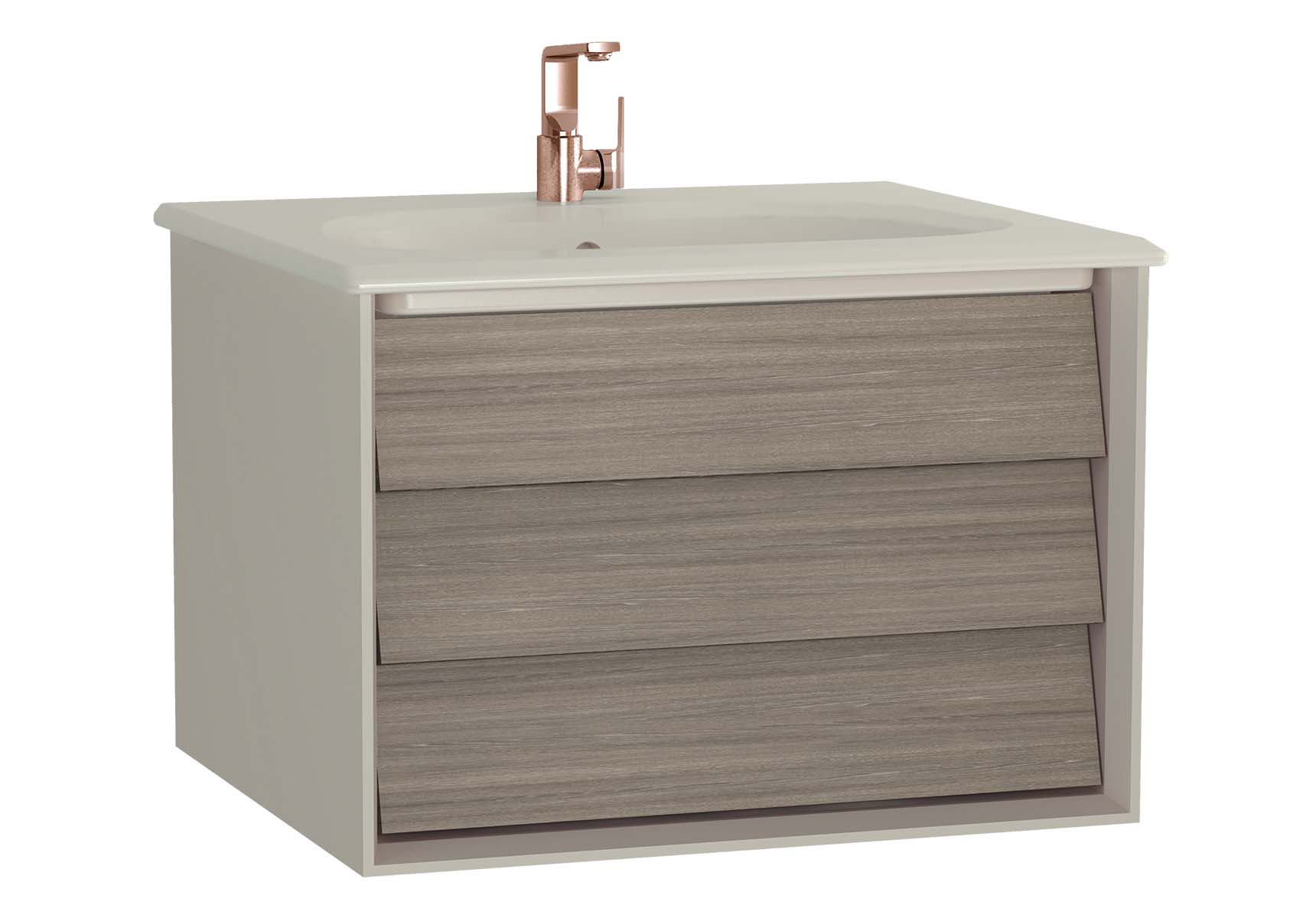 Frame Washbasin Unit, 60 cm, with 1 drawer, with Matte Taupe washbasin, Matte Taupe