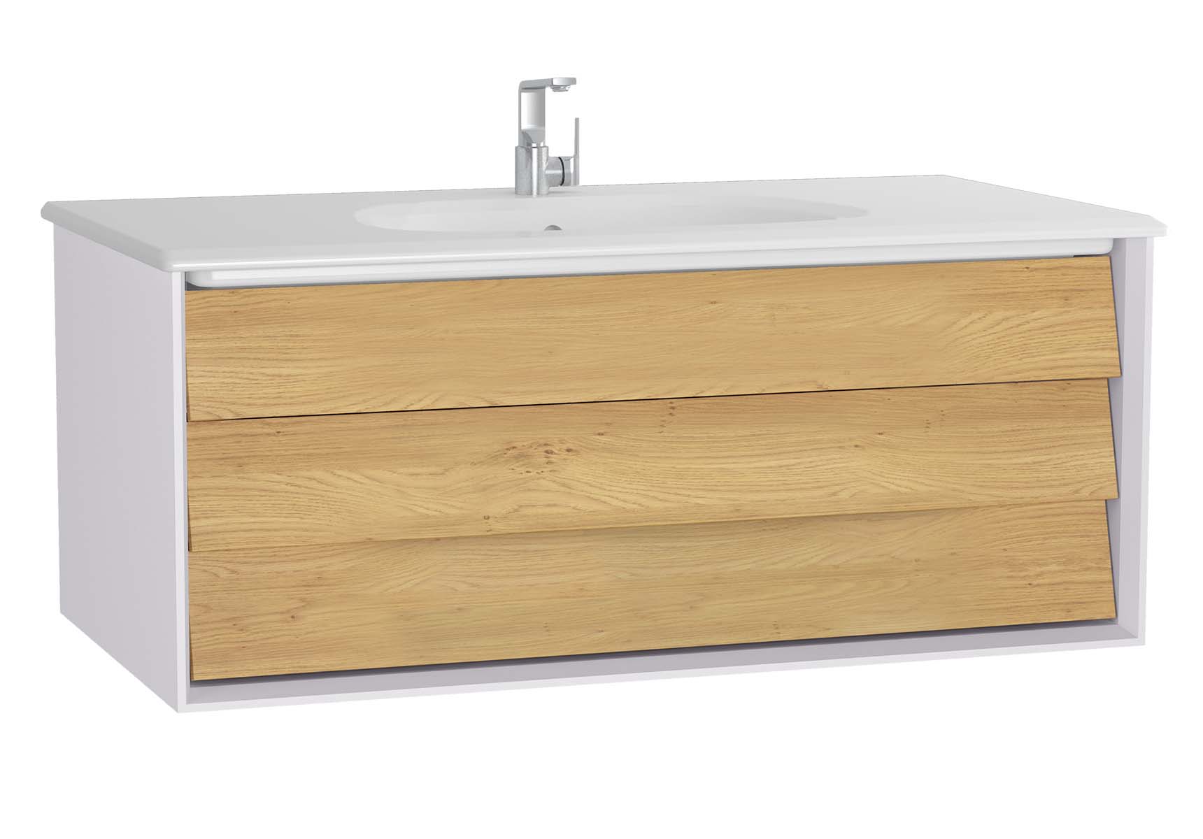 Frame Washbasin Unit, 100 cm, with 1 drawer, with White washbasin, Matte White