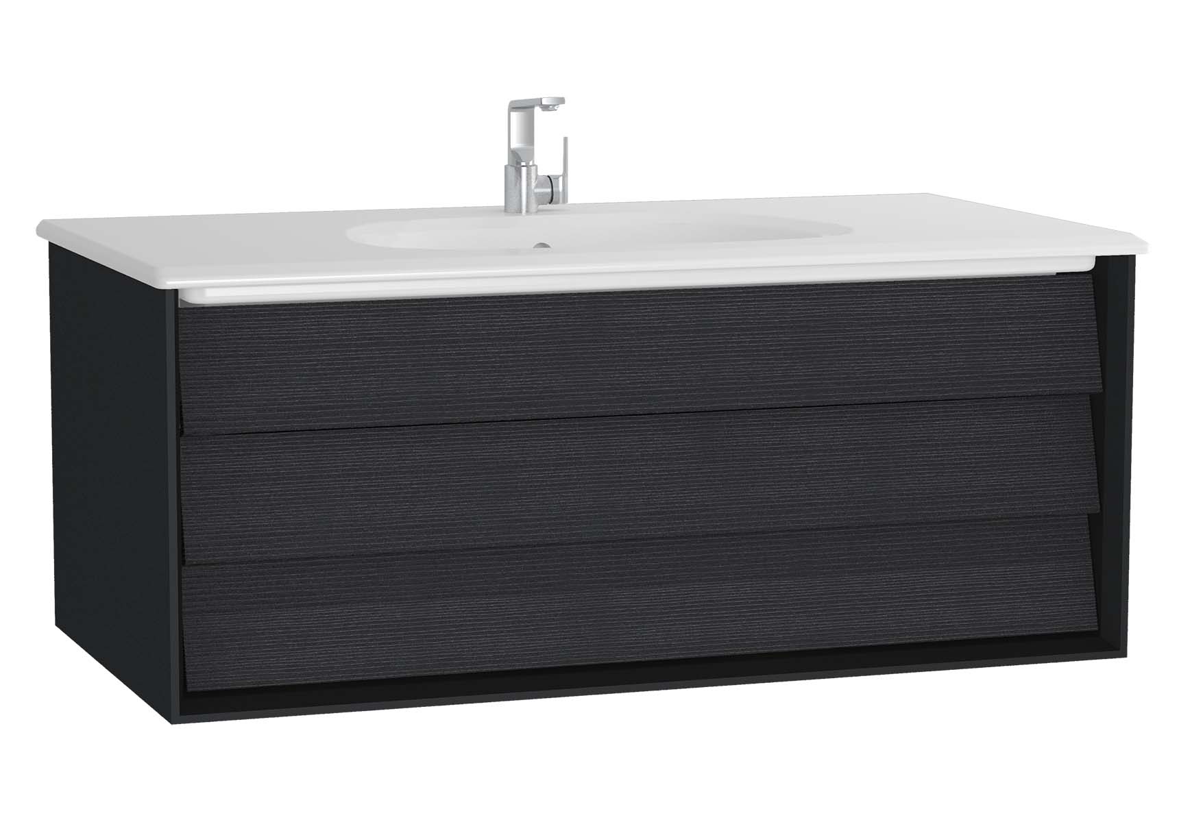 Frame Washbasin Unit, 100 cm, with 1 drawer, with White washbasin, Matte Black