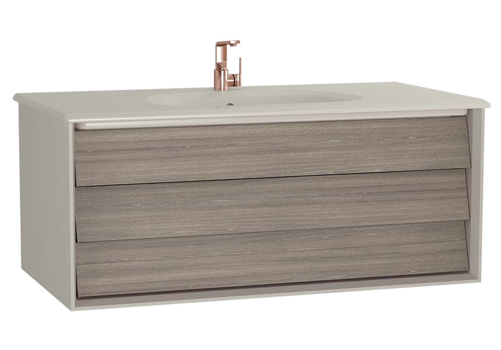 Frame Washbasin Unit, 100 cm, with 1 drawer, with White washbasin, Matte Taupe