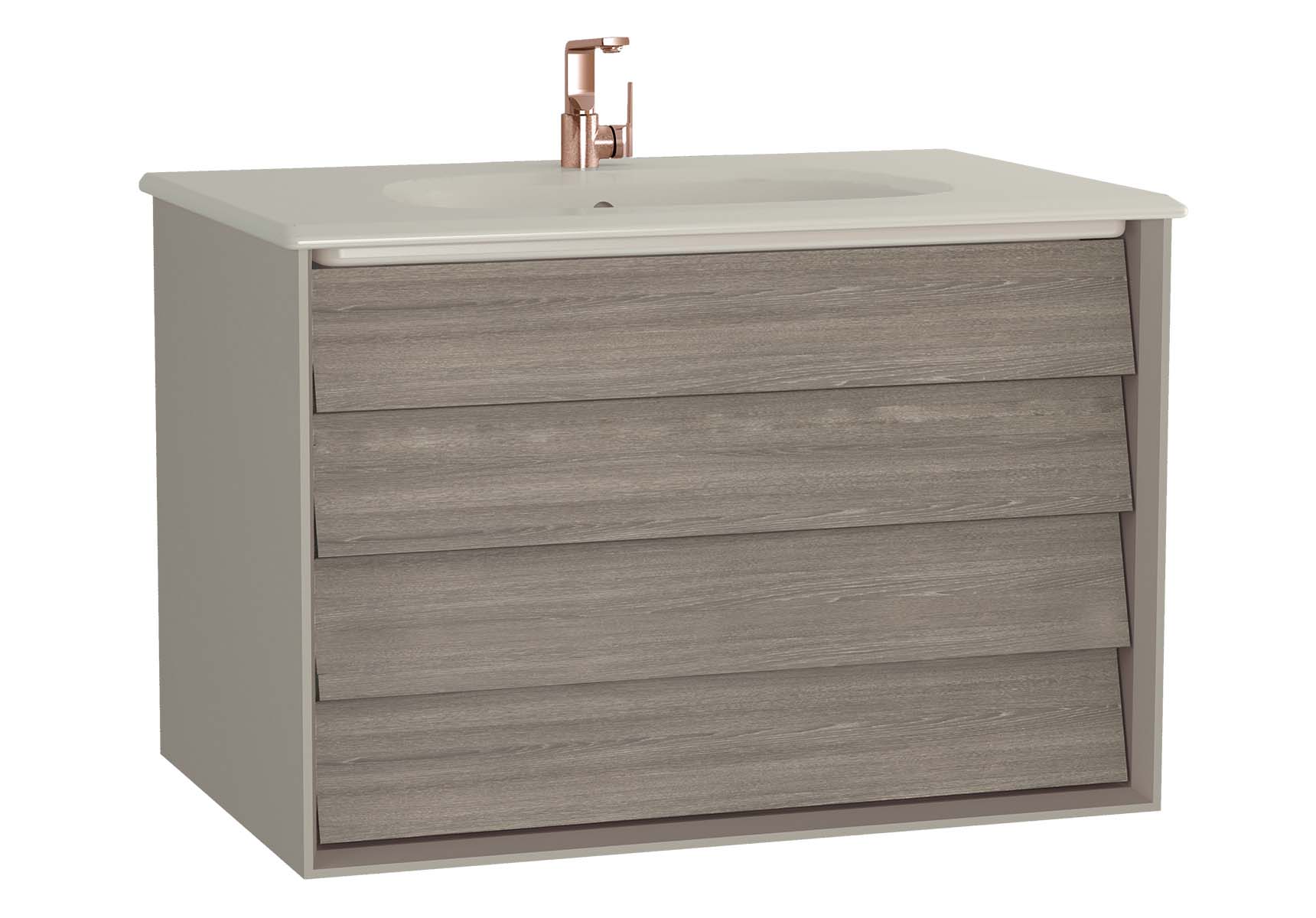 Frame Washbasin Unit, 80 cm, with 2 drawers, with Matte Taupe washbasin, Matte Taupe