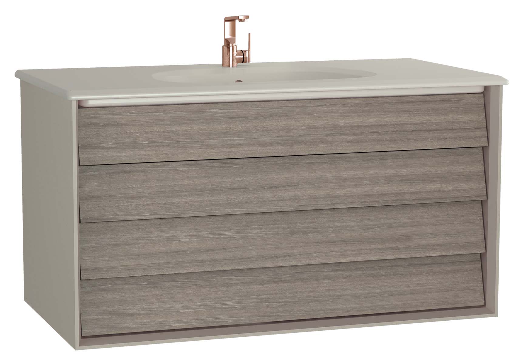 Frame Washbasin Unit, 100 cm, with 2 drawers, with Matte Taupe washbasin, Matte Taupe