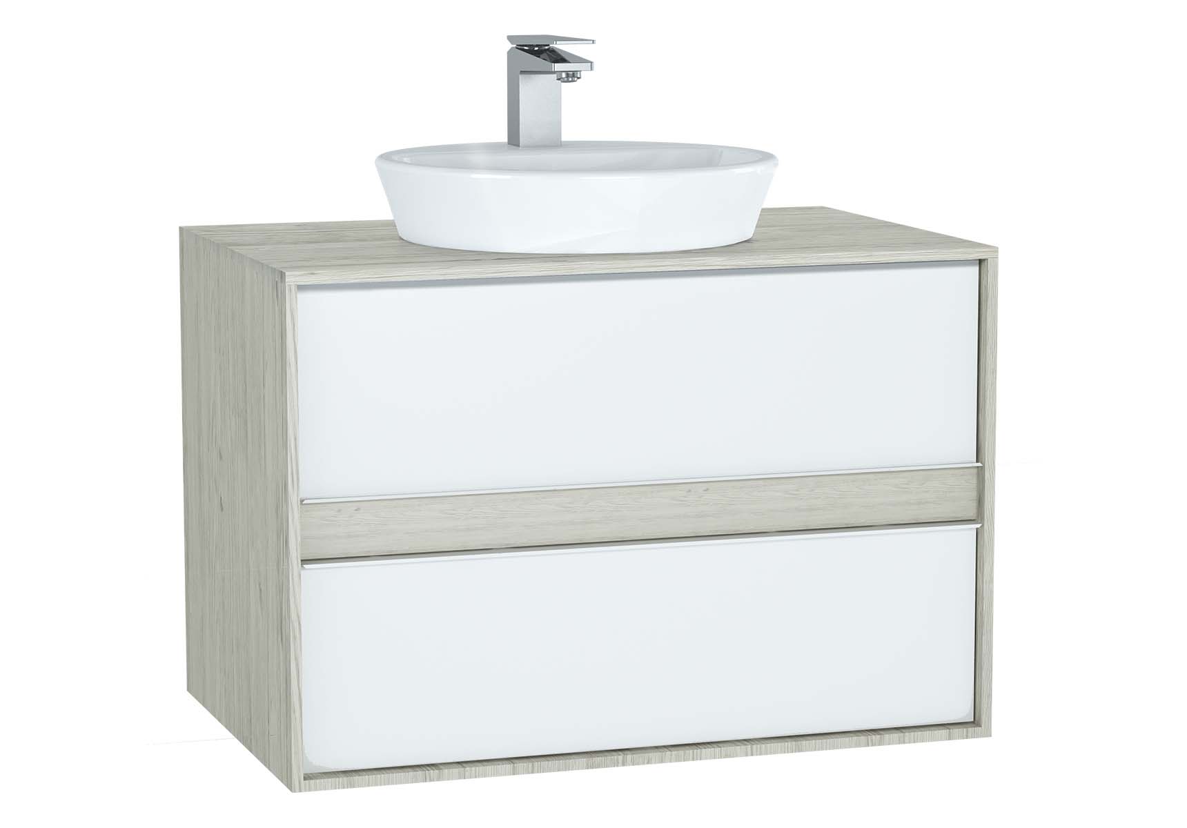 Metropole Washbasin Unit, 80 cm, with 2 drawers, Silver Oak