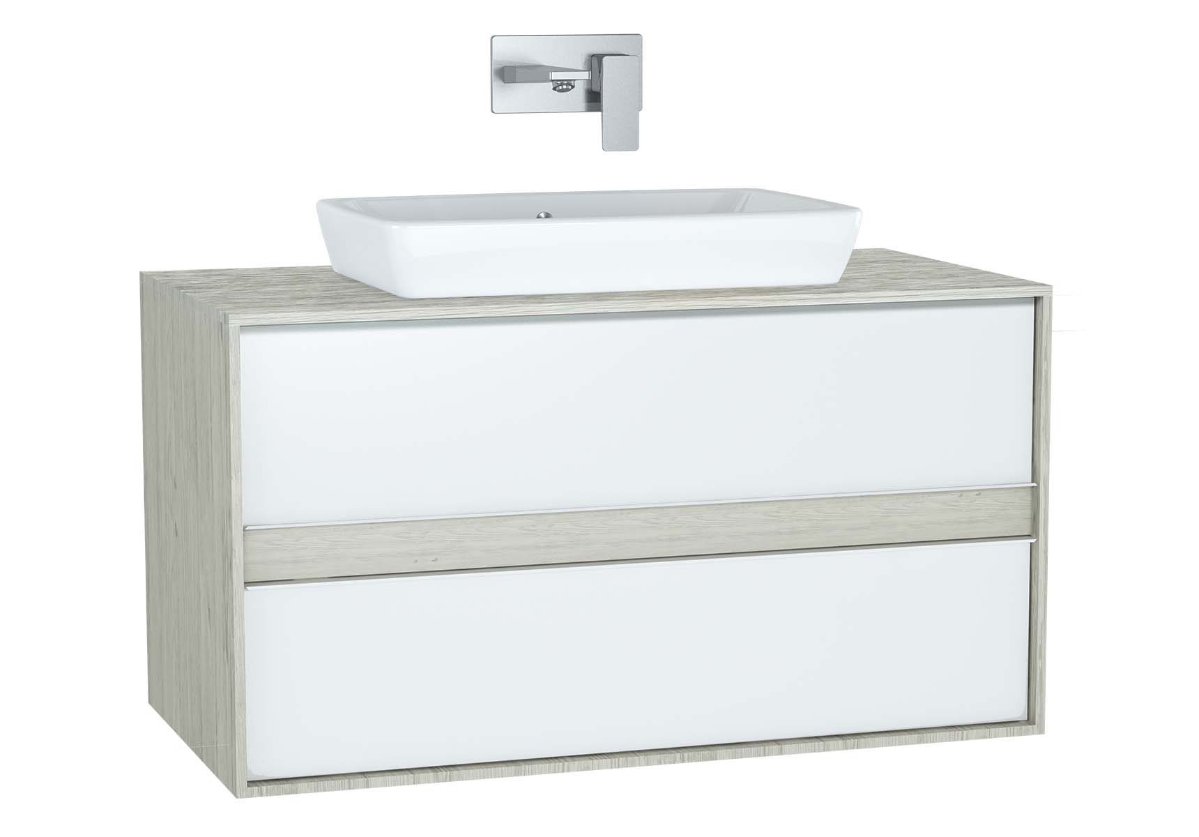 Metropole Washbasin Unit, 100 cm, with 2 drawers, Silver Oak
