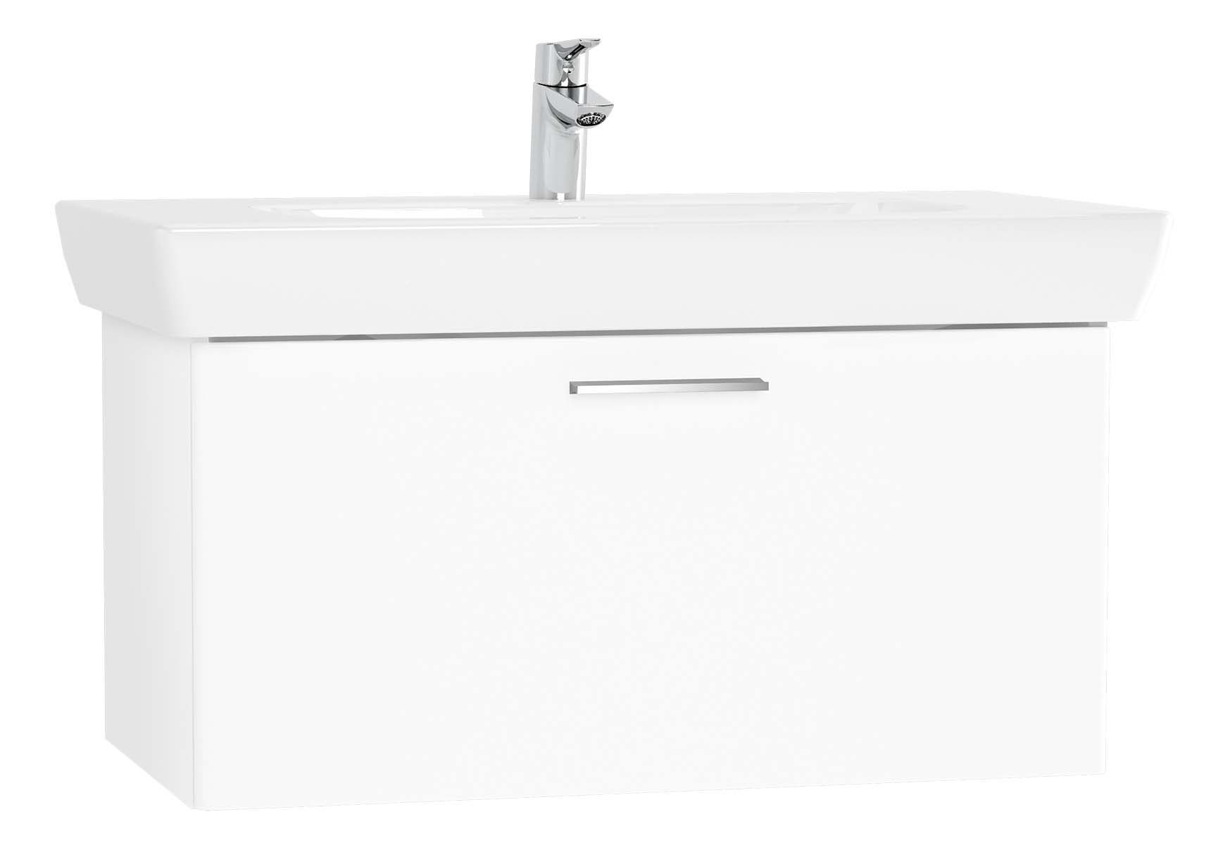 S20 Washbasin Unit, 85 cm, with 1 drawer, White High Gloss