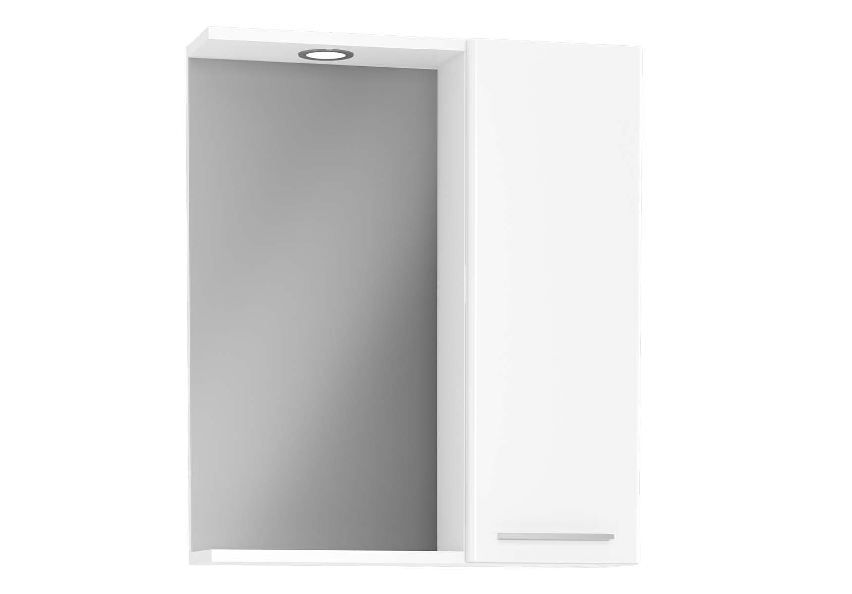 S20 Mirror with Side Cabinet, 60 cm, White High Gloss