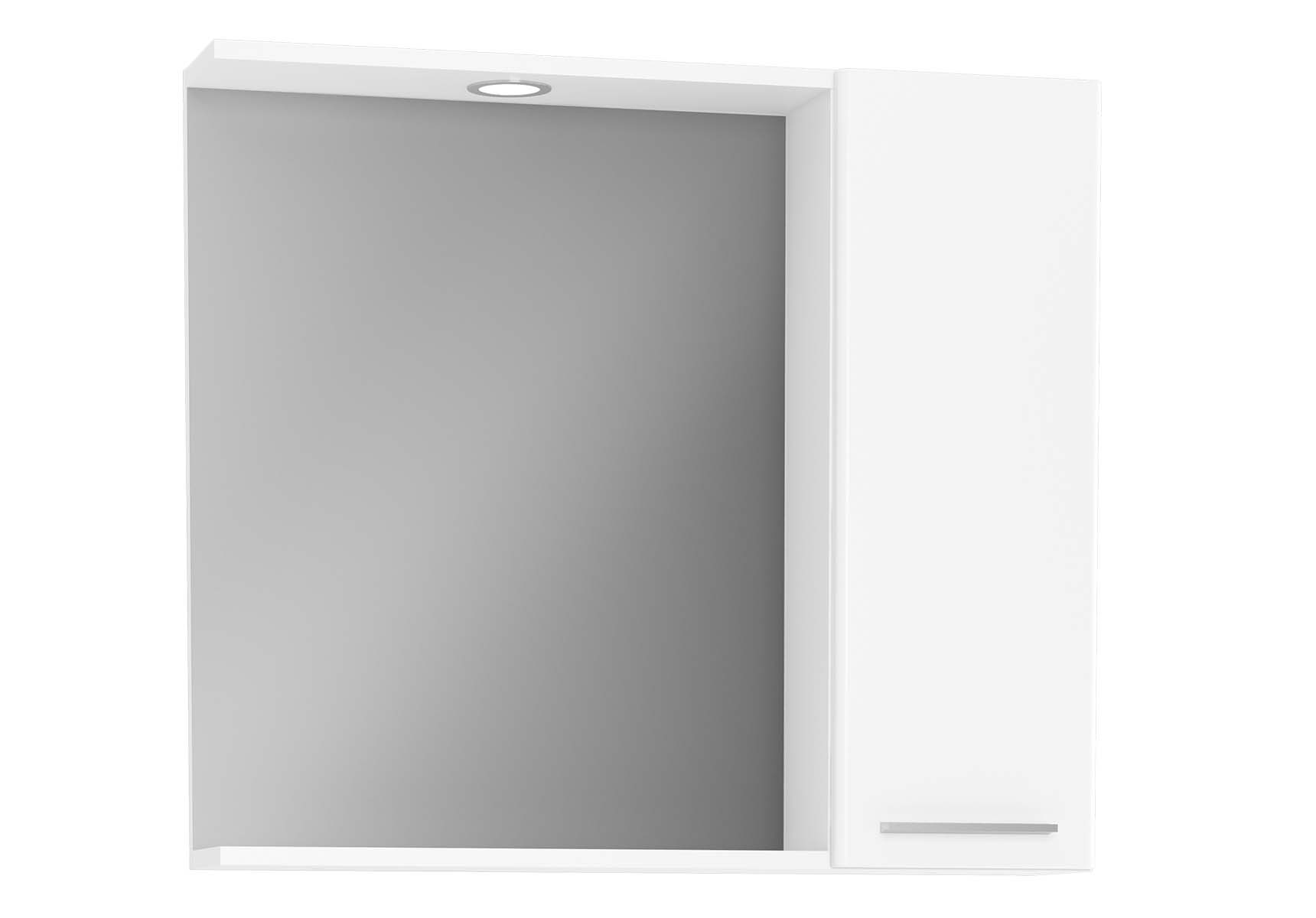 S20 Mirror with Side Cabinet, 80 cm, White High Gloss