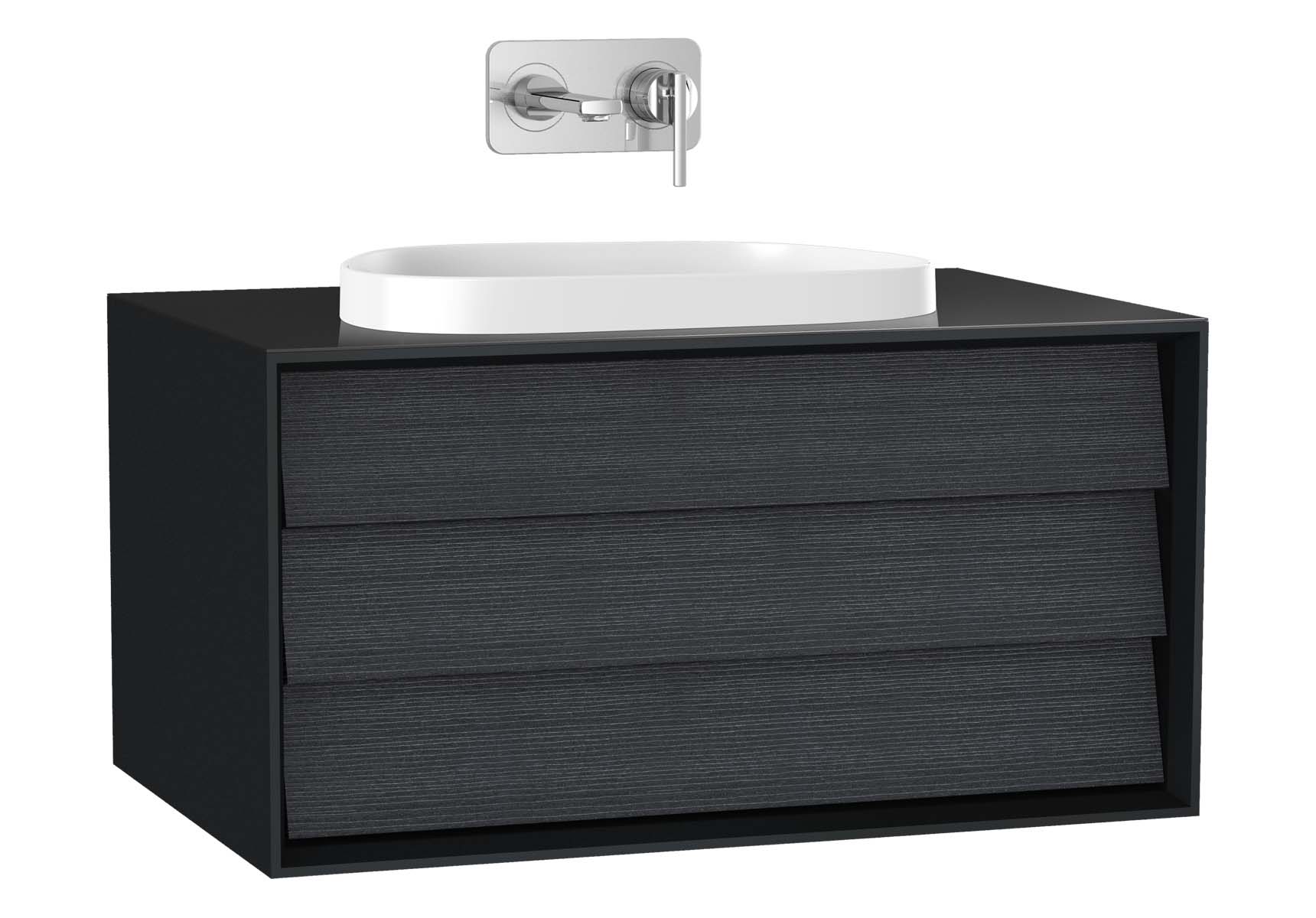 Frame Washbasin Unit, 80 cm, with 1 drawer, with countertop TV-shape washbasin, Matte Black