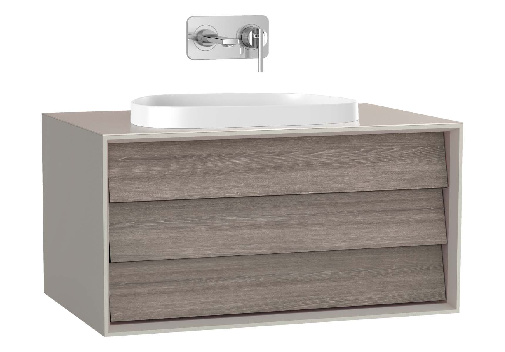 Frame Washbasin Unit, 80 cm, with 1 drawer, with countertop TV-shape washbasin, Matte Taupe