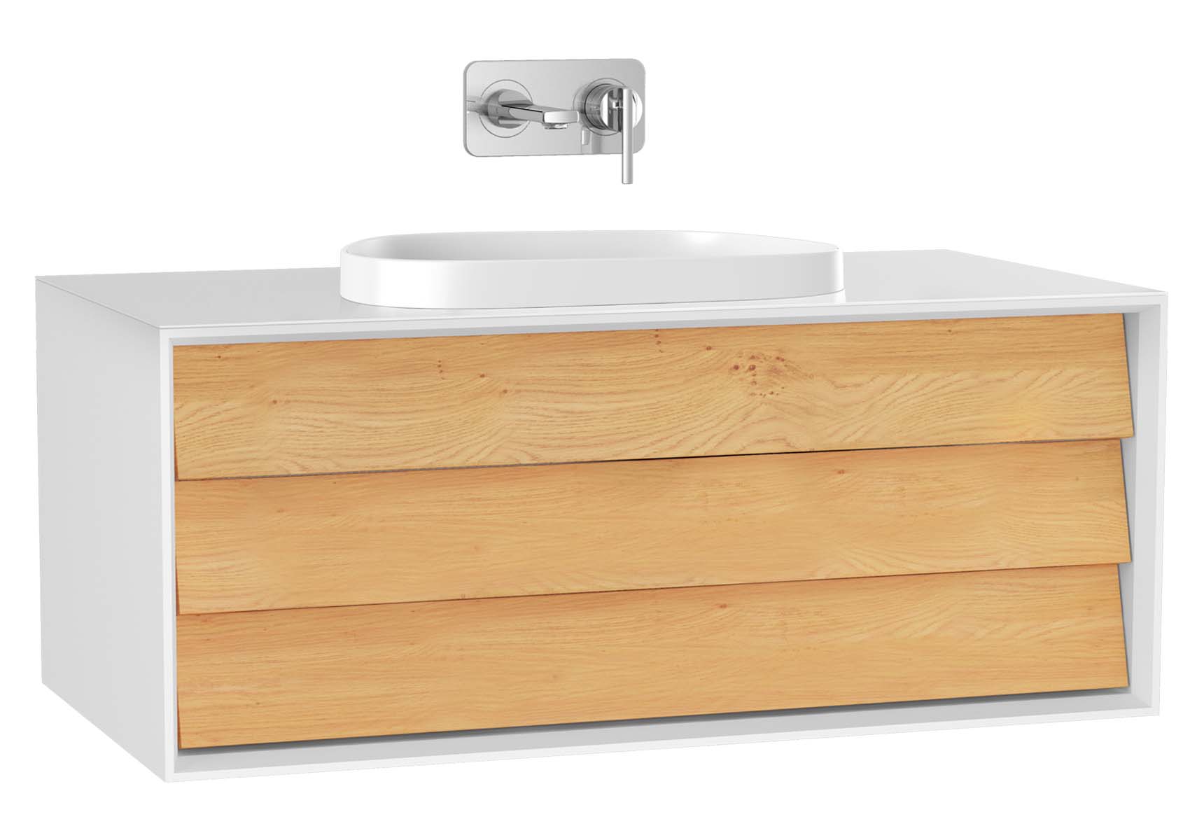 Frame Washbasin Unit, 100 cm, with 1 drawer, with countertop TV-shape washbasin, Matte White
