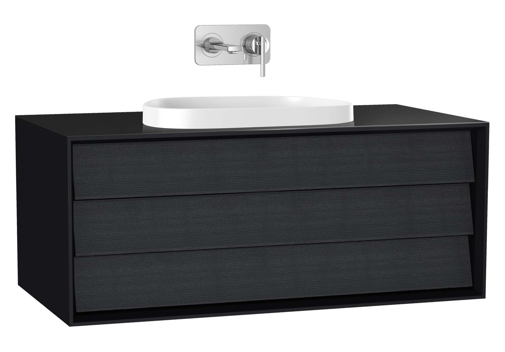 Frame Washbasin Unit, 100 cm, with 1 drawer, with countertop TV-shape washbasin, Matte Black