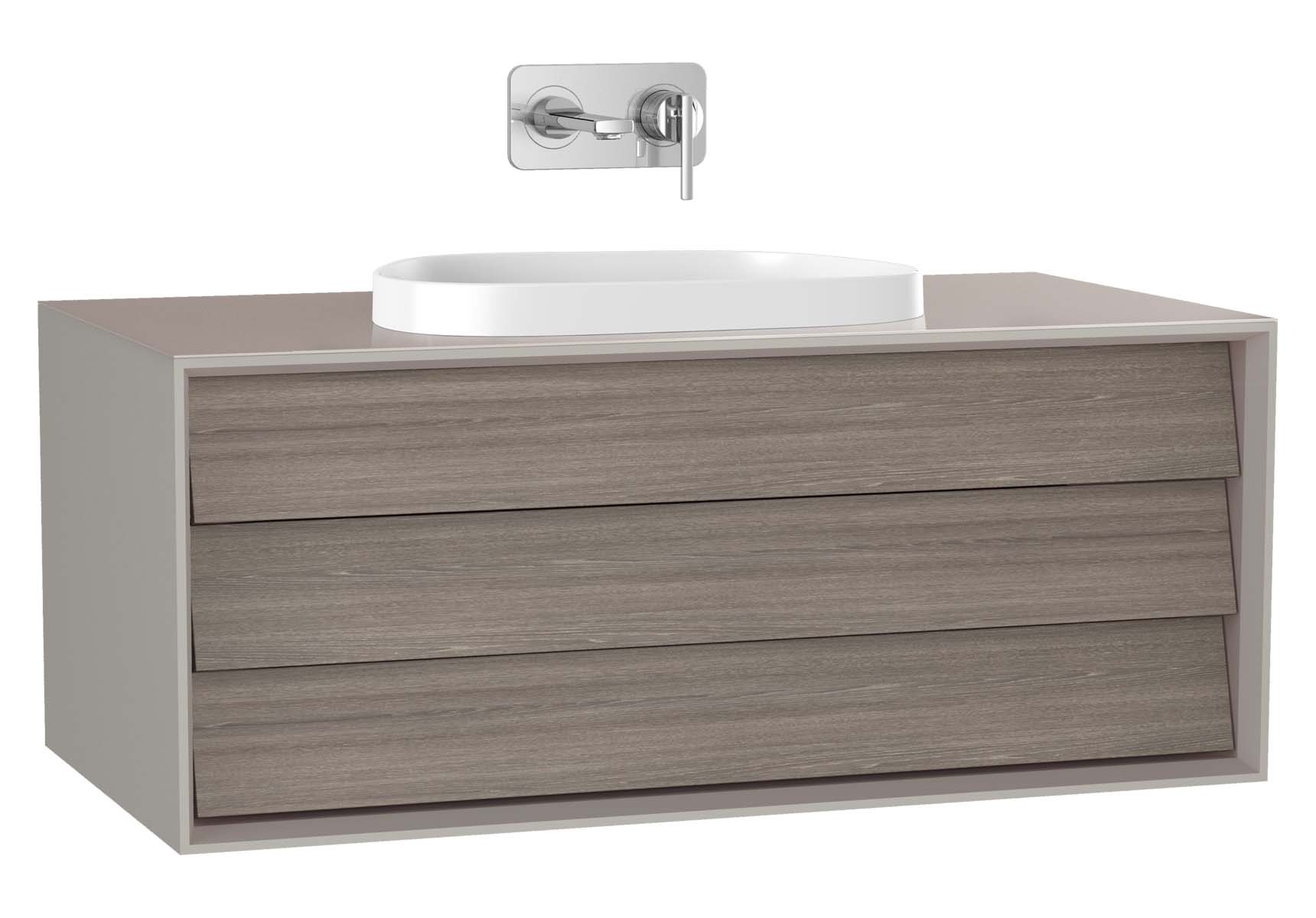 Frame Washbasin Unit, 100 cm, with 1 drawer, with countertop TV-shape washbasin, Matte Taupe