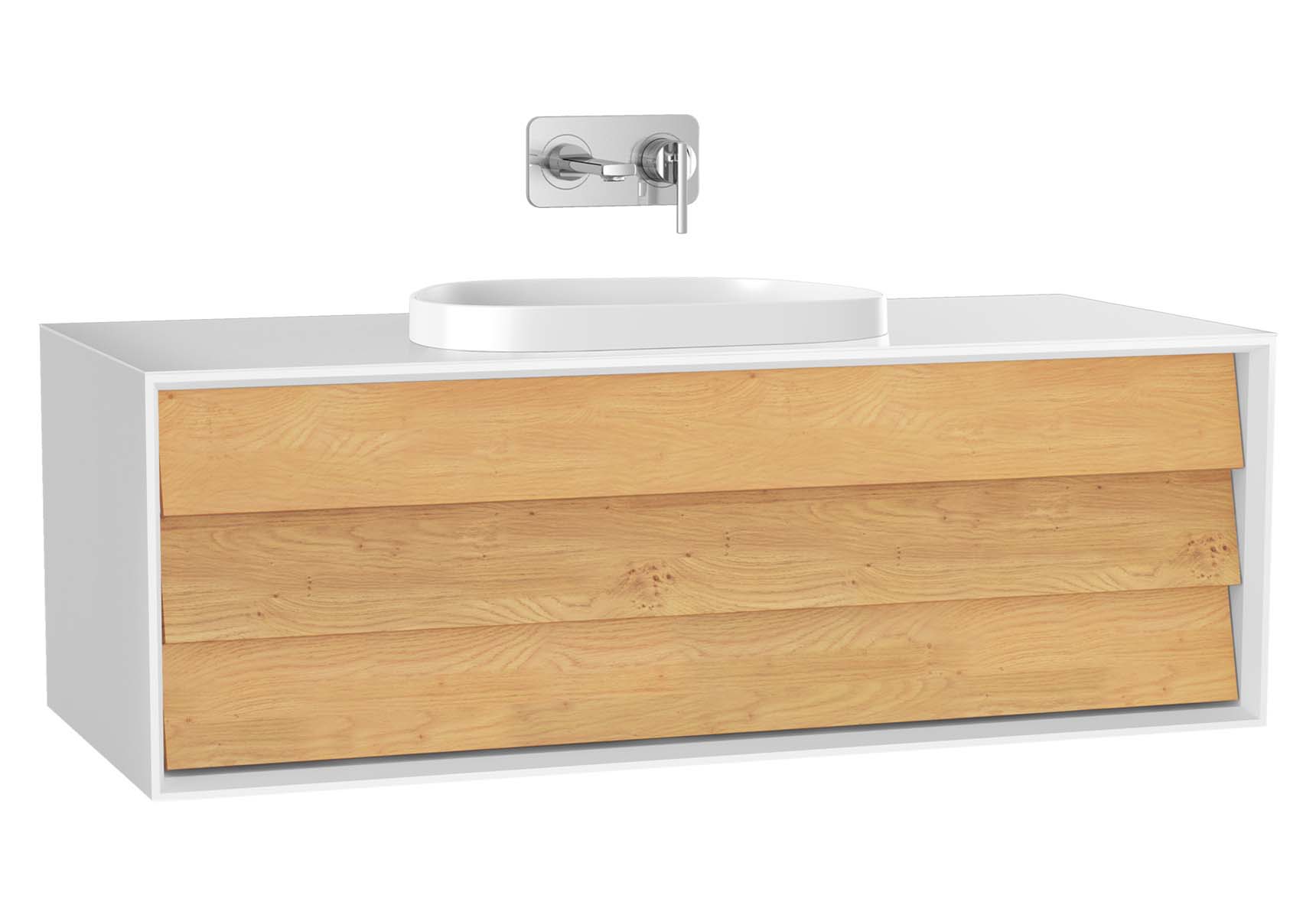 Frame Washbasin Unit, 120 cm, with 1 drawer, with countertop TV-shape washbasin, Matte White