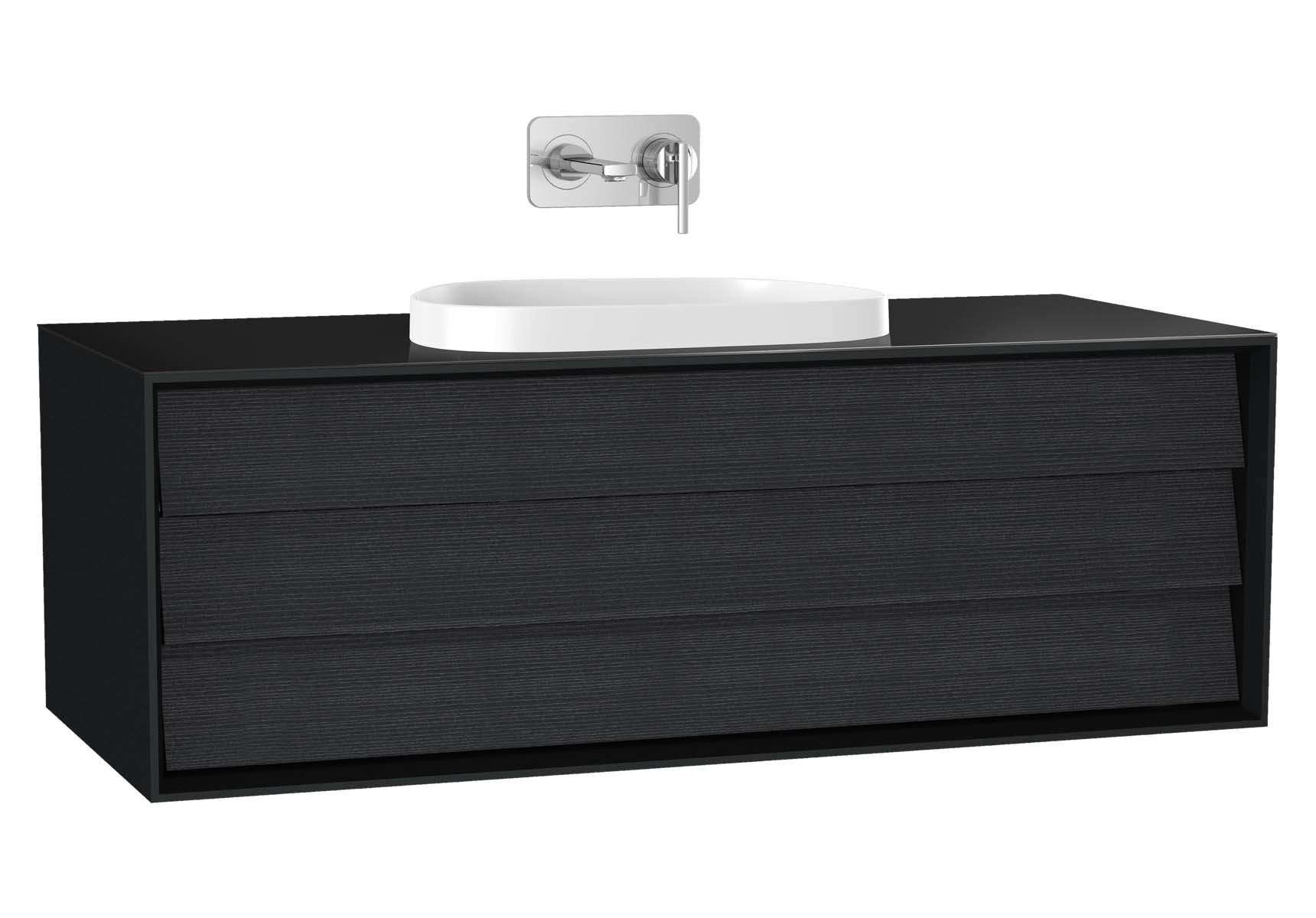 Frame Washbasin Unit, 120 cm, with 1 drawer, with countertop TV-shape washbasin, Matte Black