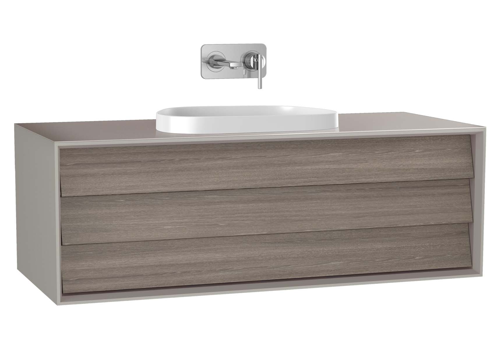 Frame Washbasin Unit, 120 cm, with 1 drawer, with countertop TV-shape washbasin, Matte Taupe
