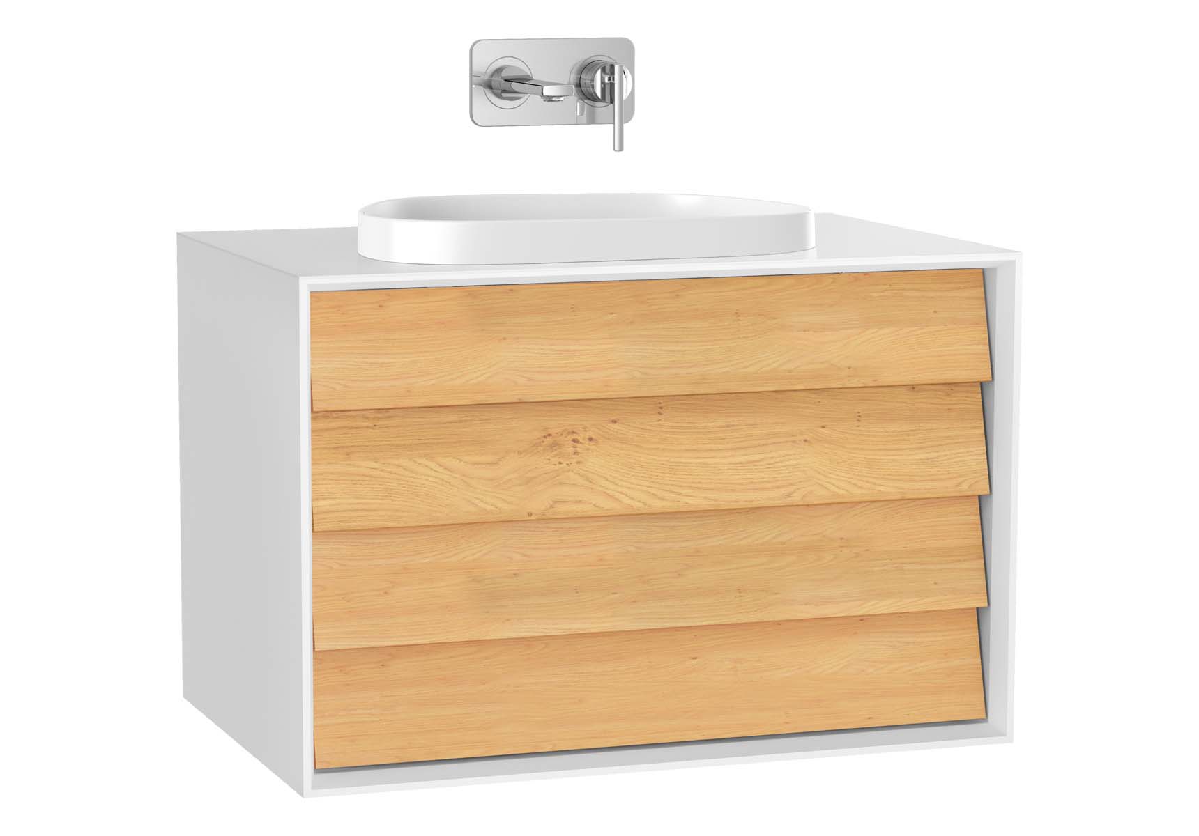 Frame Washbasin Unit, 80 cm, with 2 drawers, with countertop TV-shape washbasin, Matte White