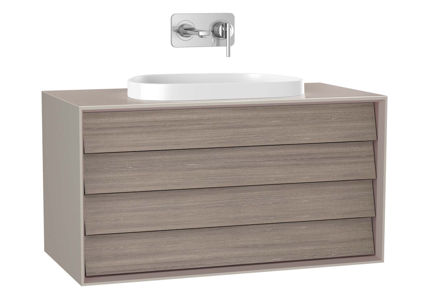 Frame Washbasin Unit, 100 cm, with 2 drawers, with countertop TV-shape washbasin, Matte Taupe