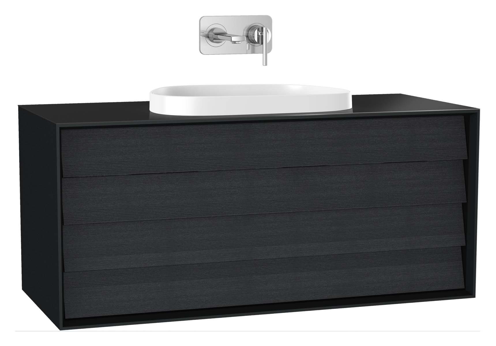 Frame Washbasin Unit, 120 cm, with 2 drawers, with countertop TV-shape washbasin, Matte Black