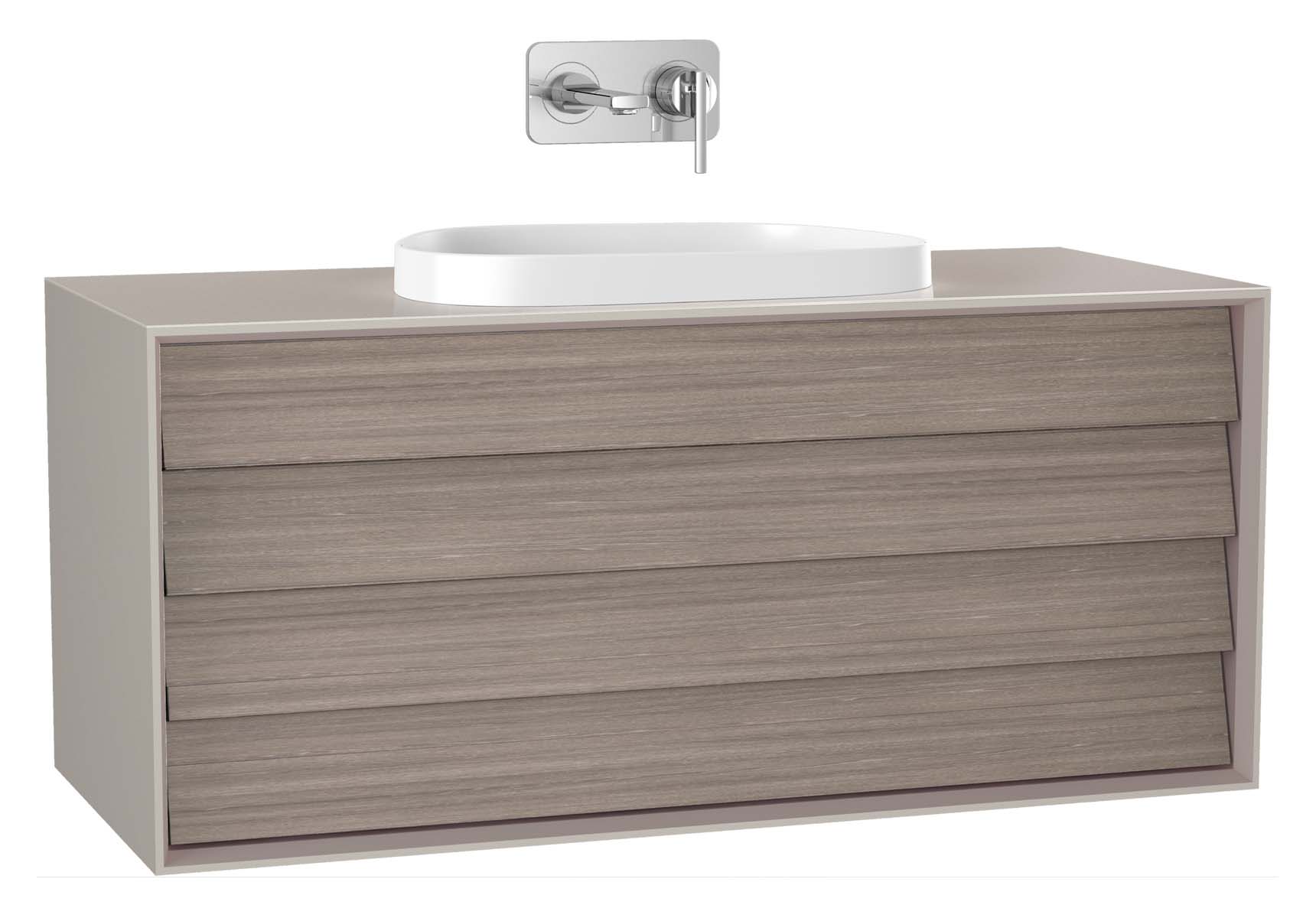 Frame Washbasin Unit, 120 cm, with 2 drawers, with countertop TV-shape washbasin, Matte Taupe