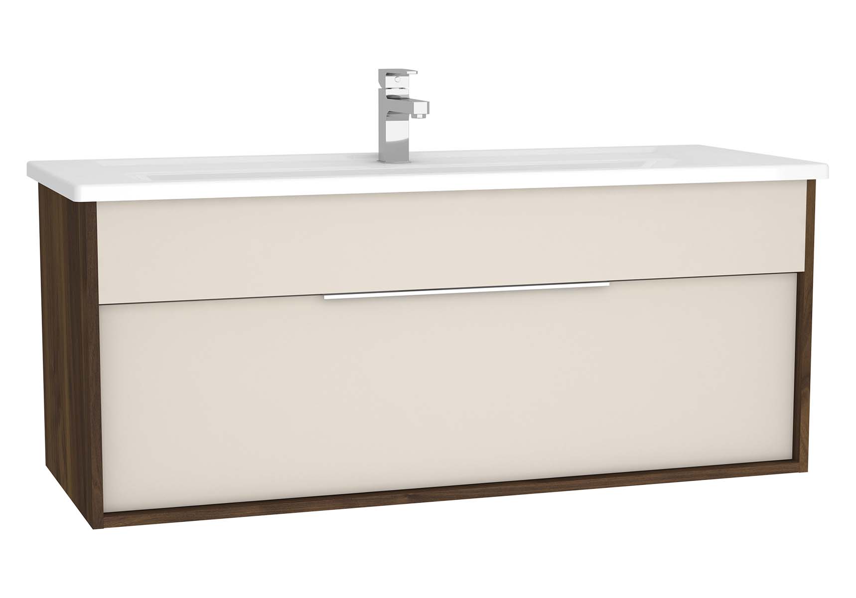 Integra Washbasin Unit, 120 cm, with 1 drawer, with vanity basin, Cashmere & Metallic Walnut