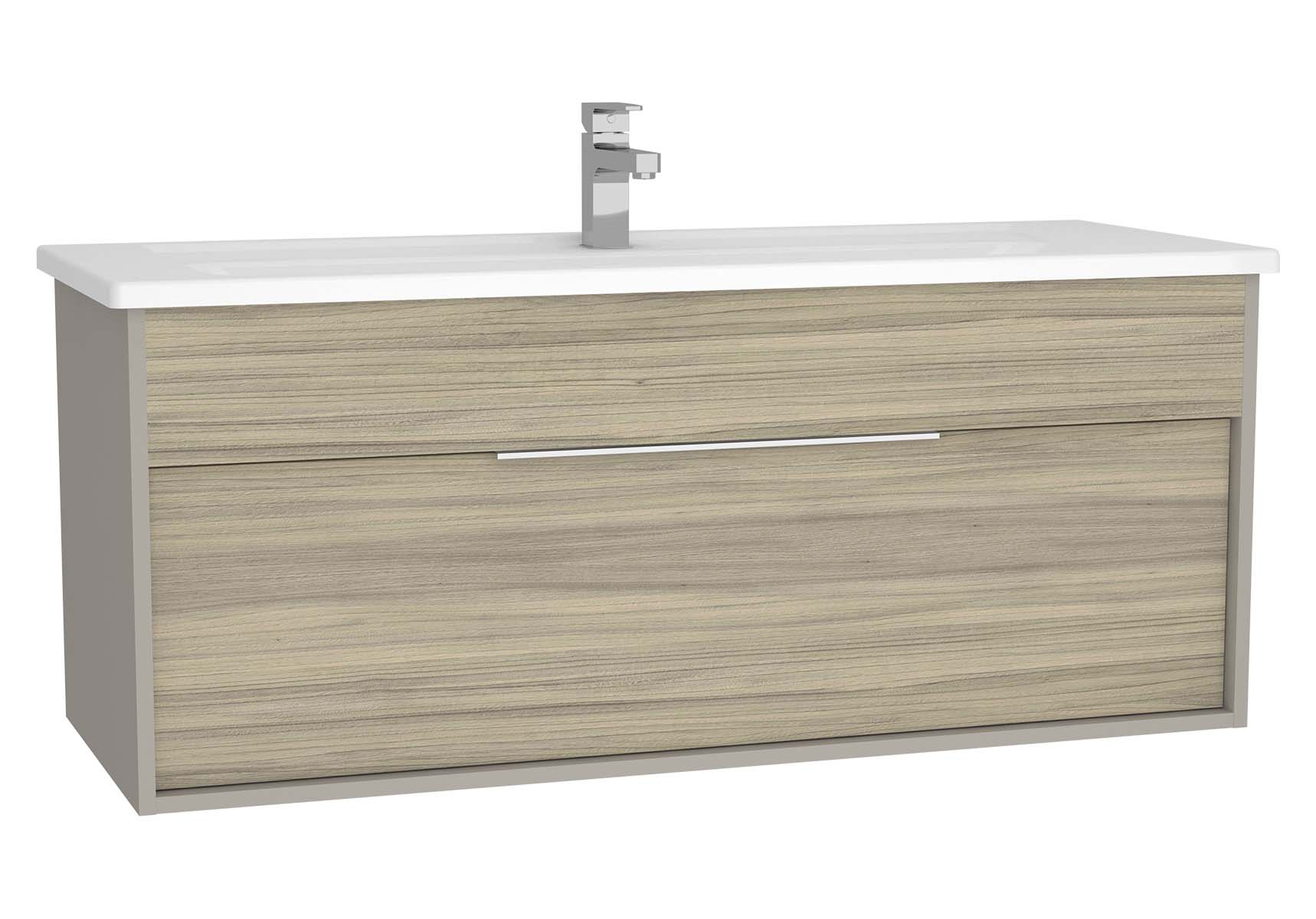 Integra Washbasin Unit, 120 cm, with 1 drawer, with vanity basin, Grey Elm & Gritstone