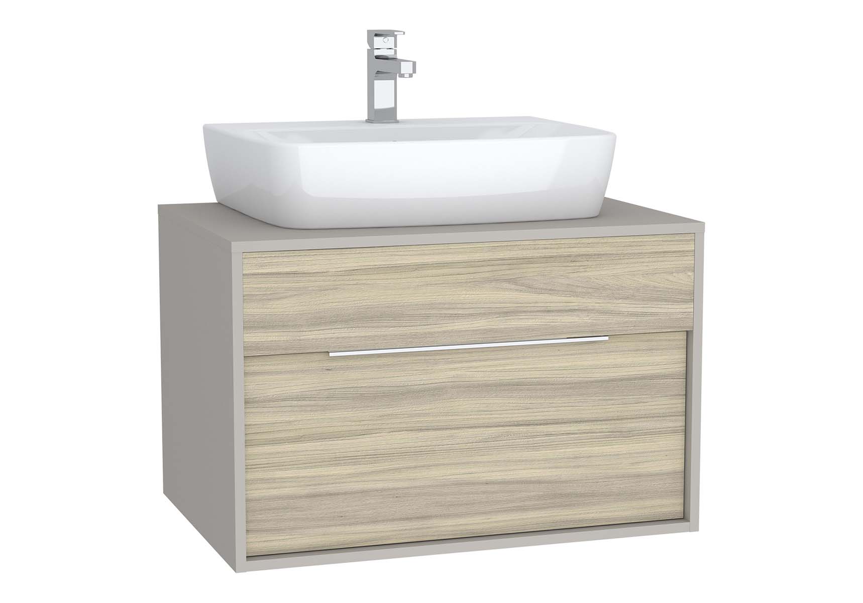 Integra Washbasin Unit, 80 cm, with 1 drawer, for countertop basins, with 53 cm depth, Grey Elm & Gritstone