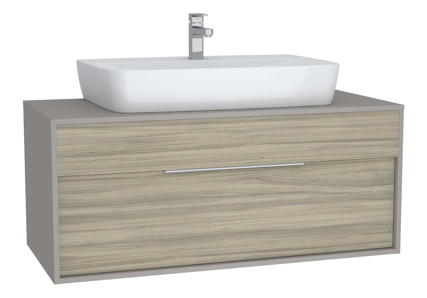 Integra Washbasin Unit, 120 cm, with 1 drawer, for countertop basins, with 53 cm depth, Grey Elm & Gritstone, middle