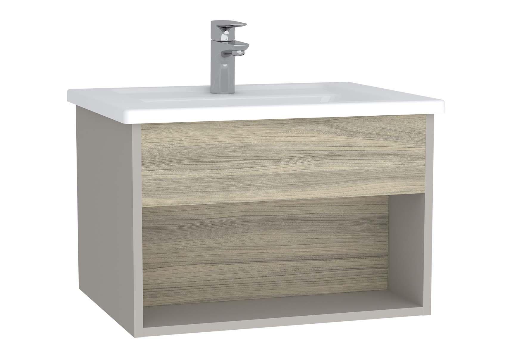 Integra Hotel Unit, 60 cm, with vanity basin, Grey Elm & Gritstone