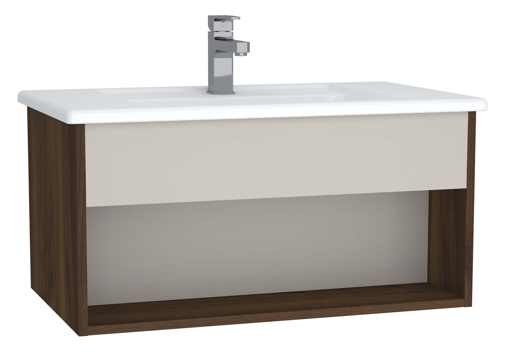 Integra Hotel Unit, 80 cm, with vanity basin, Cashmere & Metallic Walnut