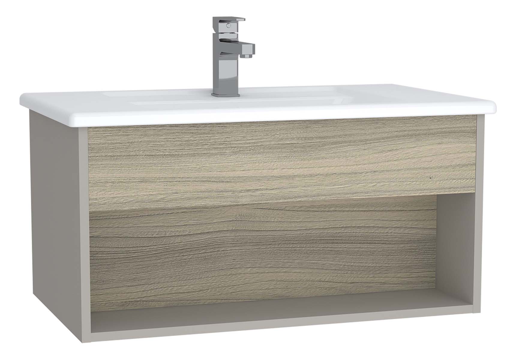 Integra Hotel Unit, 80 cm, with vanity basin, Grey Elm & Gritstone