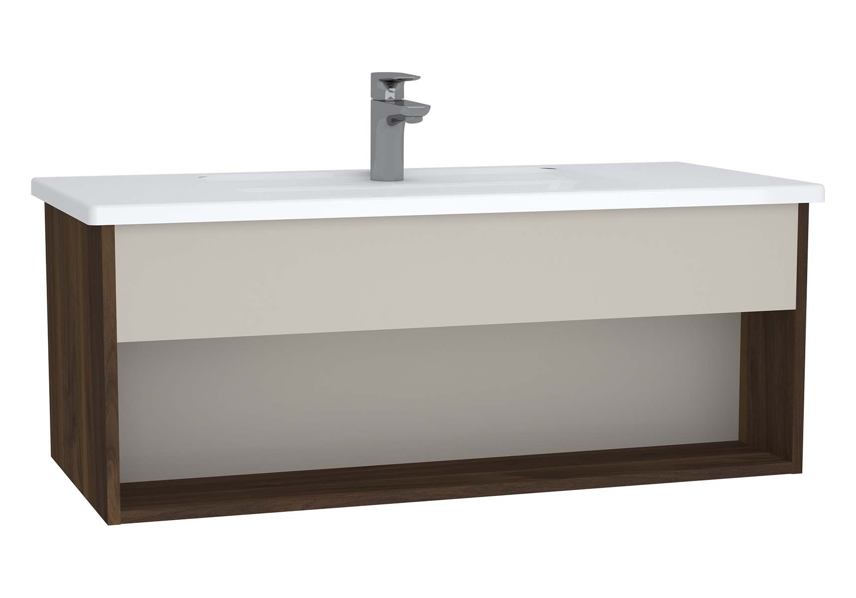 Integra Hotel Unit, 100 cm, with vanity basin, Cashmere & Metallic Walnut