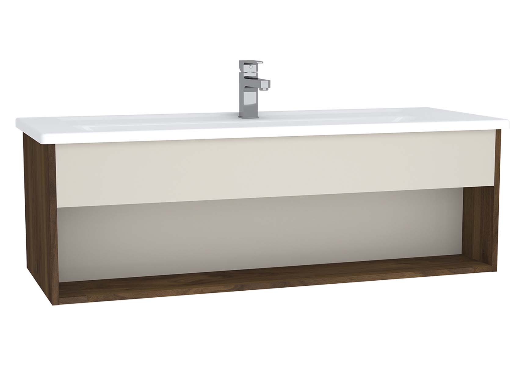 Integra Hotel Unit, 120 cm, with vanity basin, Cashmere & Metallic Walnut