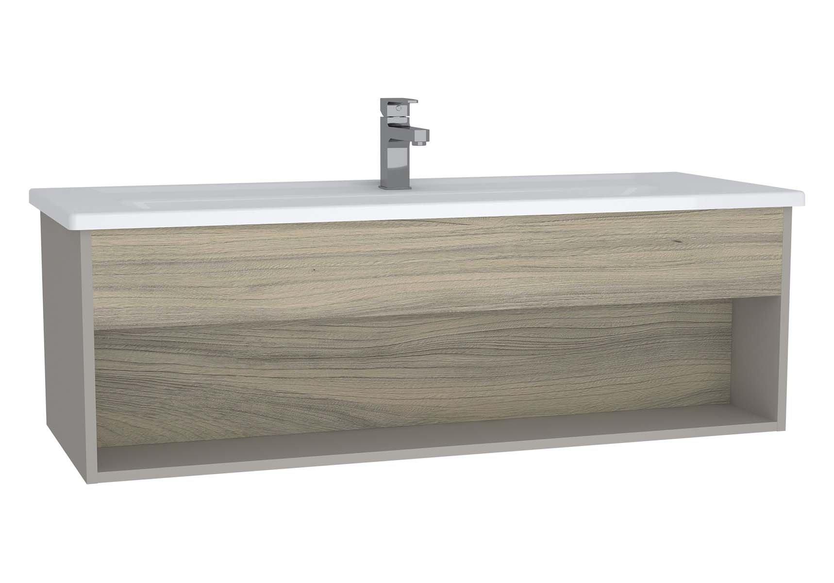 Integra Hotel Unit, 120 cm, with vanity basin, Grey Elm & Gritstone