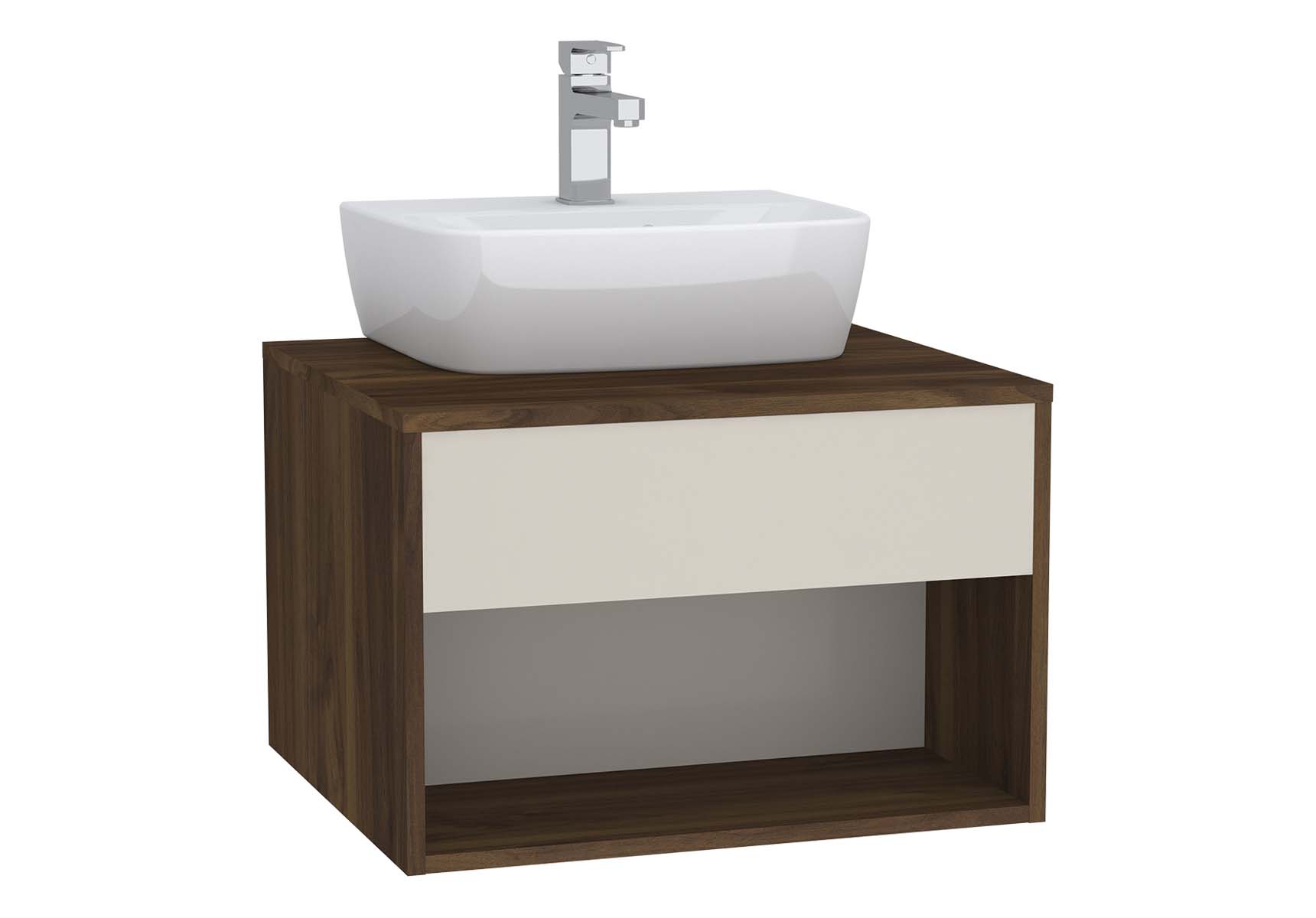 Integra Hotel Unit, 60 cm, for countertop basins, with 53 cm depth, Cashmere & Metallic Walnut