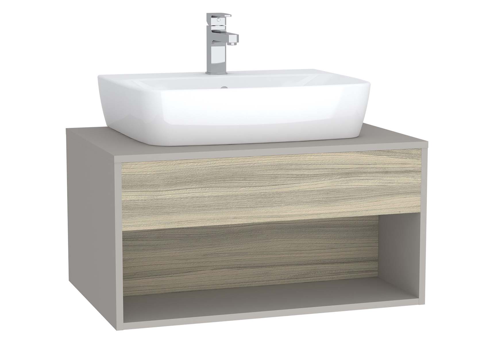 Integra Hotel Unit, 80 cm, for countertop basins, with 53 cm depth, Grey Elm & Gritstone