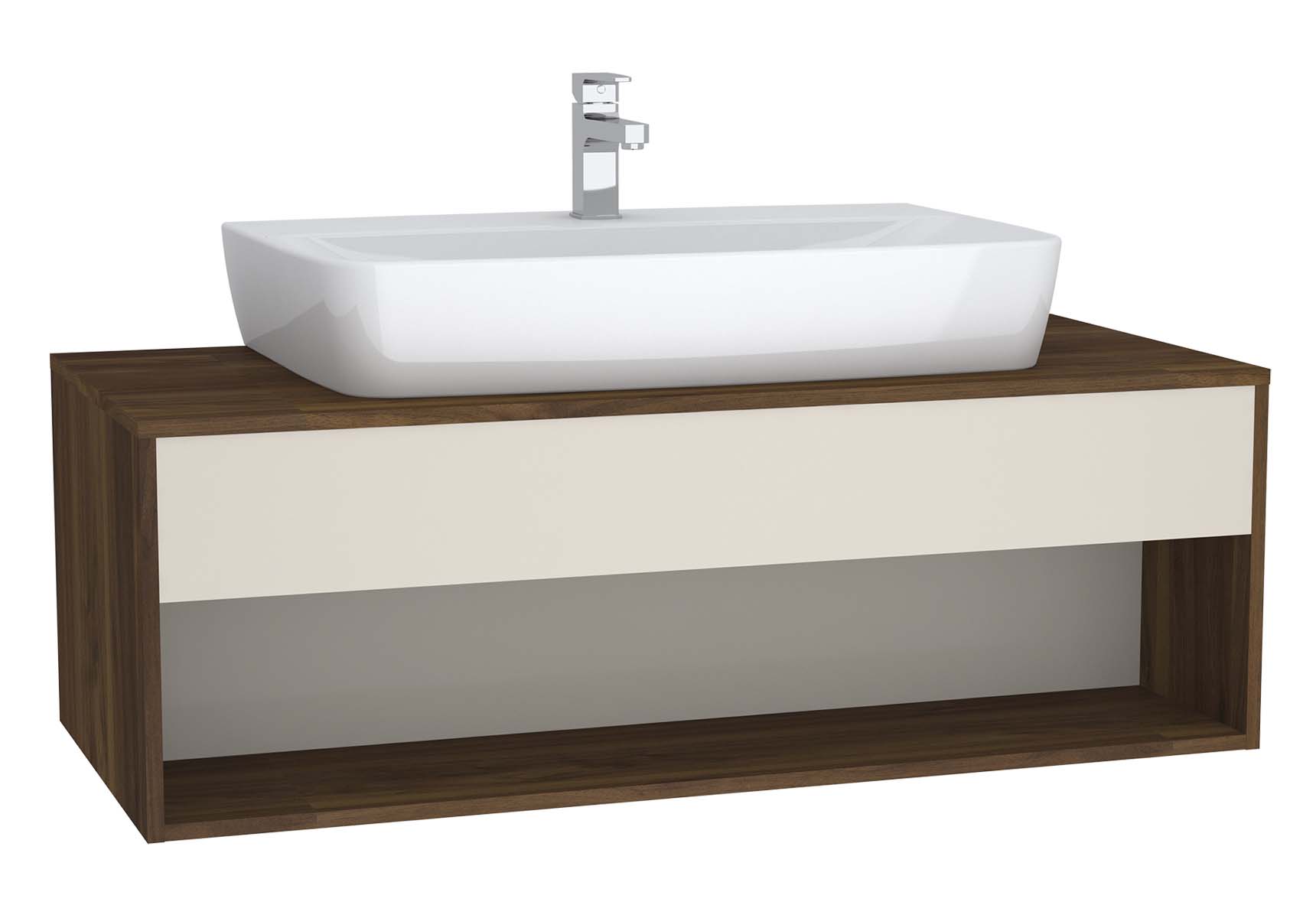 Integra Hotel Unit, 120 cm, for countertop basins, with 53 cm depth, Cashmere & Metallic Walnut, middle