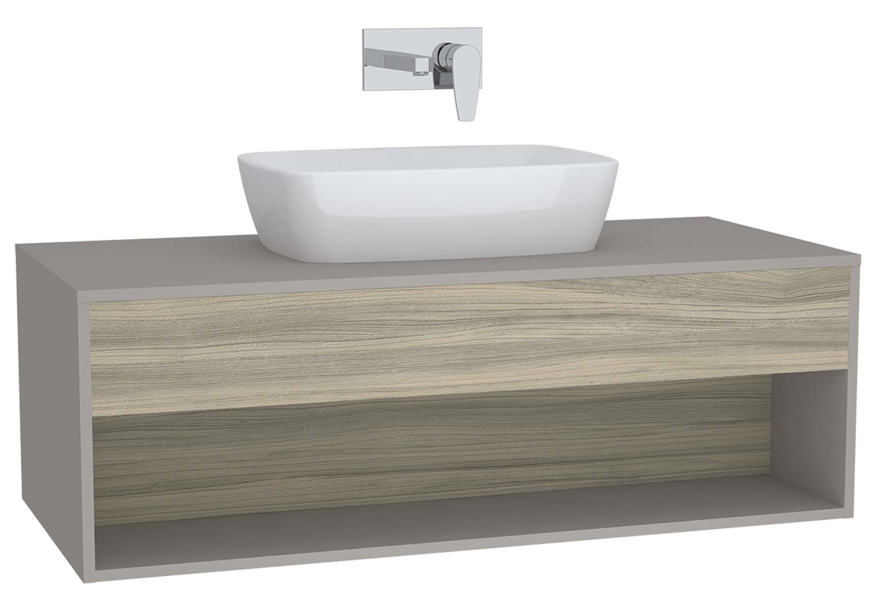 Integra Hotel Unit, 120 cm, for countertop basins, with 53 cm depth, Grey Elm & Gritstone, middle