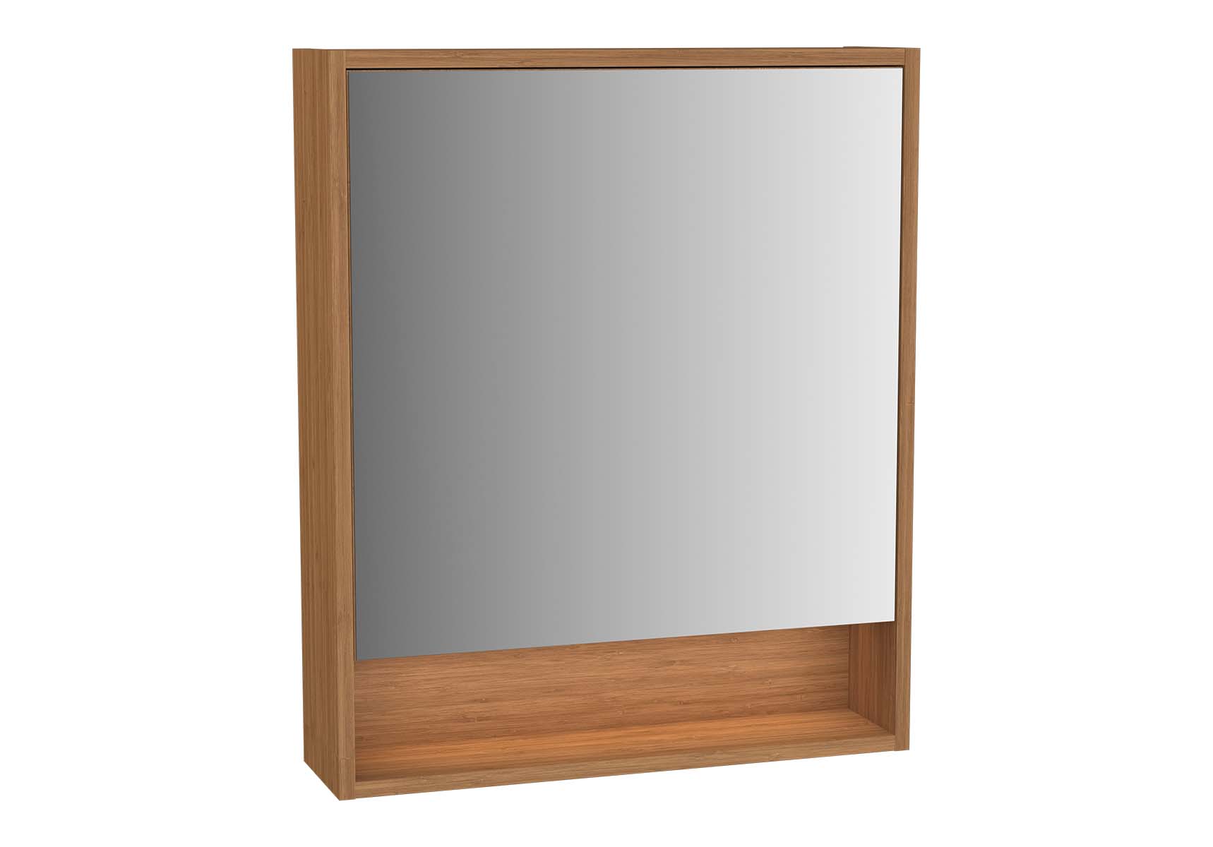 Integra Mirror Cabinet, 60 cm, White High Gloss & Bamboo, left