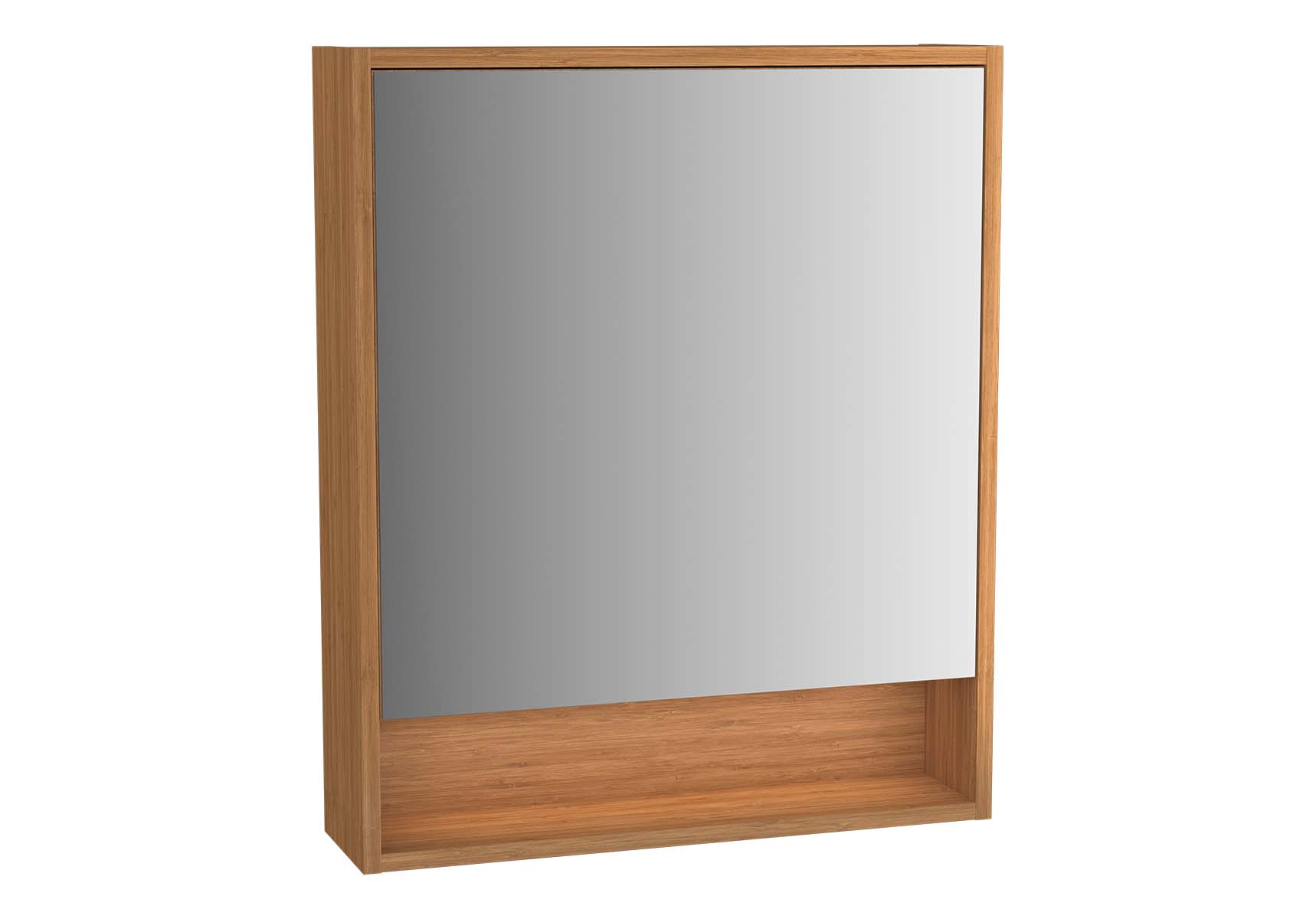 Integra Mirror Cabinet, 60 cm, White High Gloss & Bamboo, right
