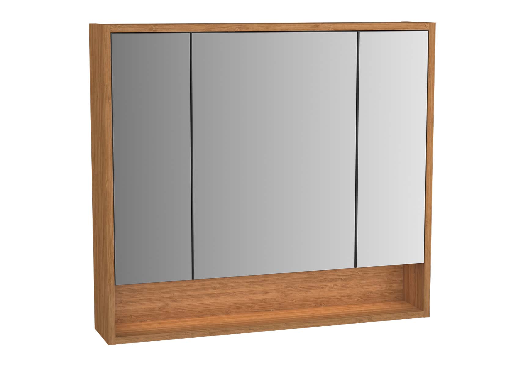 Integra Mirror Cabinet, 80 cm, White High Gloss & Bamboo