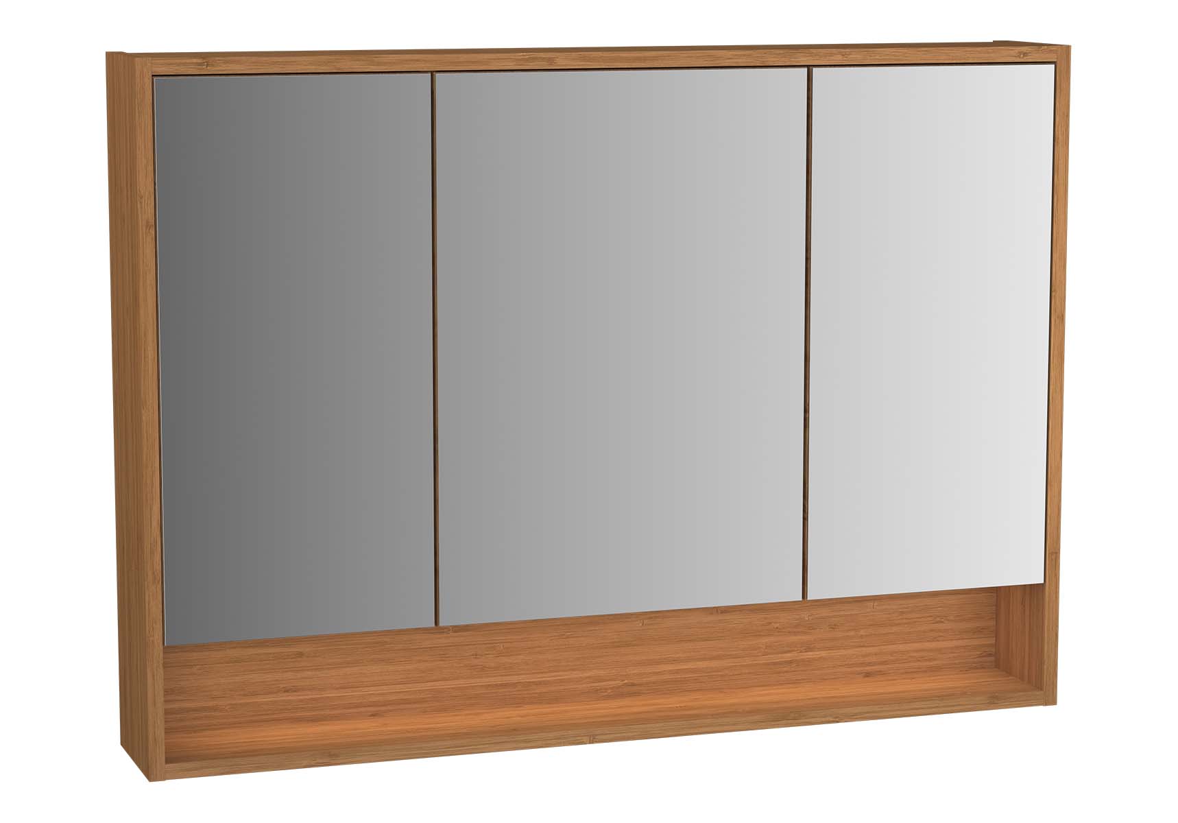 Integra Mirror Cabinet, 100 cm, White High Gloss & Bamboo